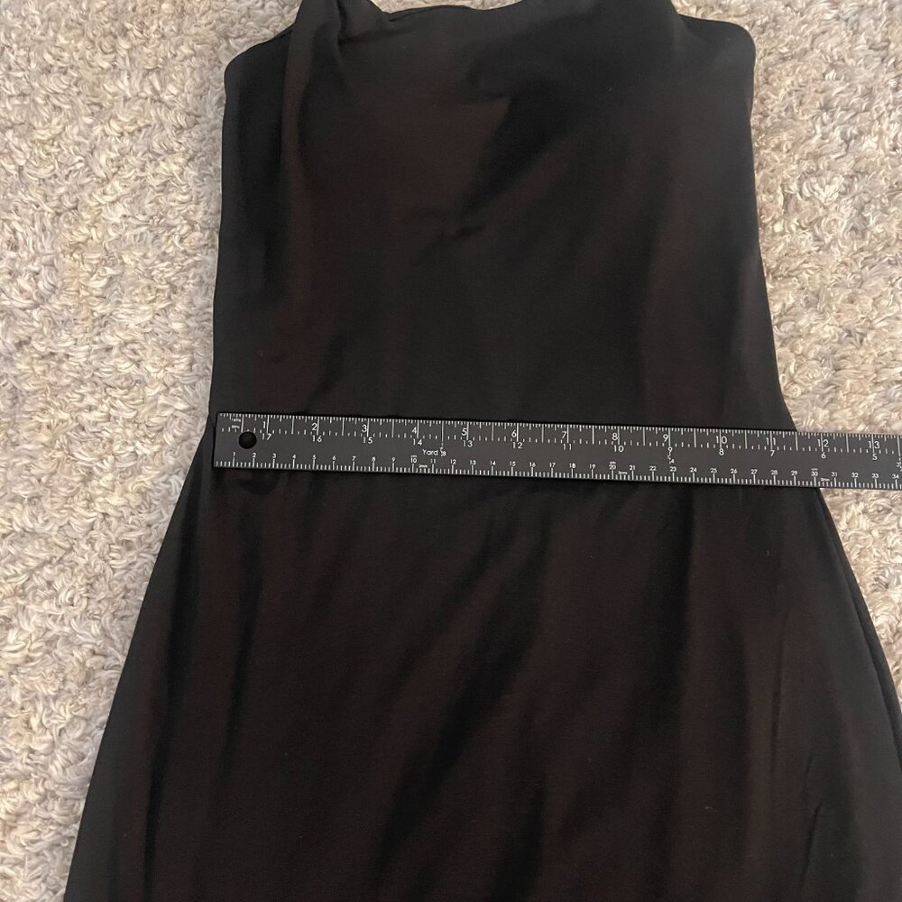 Planet Gold Black Satin Slip Dress XS Minimalist Midi - Picture 4 of 8